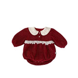 Autumn and Winter Arrival Baby Girls Long Sleeves Peter Pan Collar Christmas Onesies