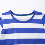 Summer Arrival Baby Girls Cartoon Seahorses Pattern Short Sleeves Striped Dress