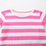Design Summer Girls Striped and Bees Pattern Short Sleeves Dress - MyKids-USA™
