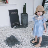 New Design Summer Baby Kids Girls Light Plaid Pattern Short Sleeves Mesh Dress - MyKids-USA™
