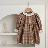 New Spring/Autumn Baby Vintage Plaid Onesies And Dress For Girls With Long Sleeves – Family Sister Matching Set