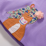 Summer Pure Cotton Animals Cartoon Pattern Short Sleeves Dress for Stylish Girls - MyKids-USA™
