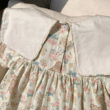 Summer Baby Kids Girls Short Sleeves Crew Neck Teddy Bear Pattern Floral Dress