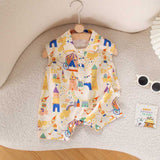 New Arrival Summer Baby Kids Unisex Cartoon Pattern Turn-Down Collar Sleeveless Romper - MyKids-USA™
