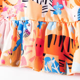 Summer Arrival Animals Cartoon Pattern Sleeveless Dress for Stylish Girls