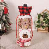 Red and Black Checkered Burlap Wine Bottle Embroidered Christmas Doll Tote Bag - MyKids-USA™