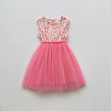 Summer Baby Kids Girls Sleeveless Simple Pattern and Mesh Patchwork Dress - MyKids-USA™