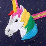 Summer Arrival Unicorn and Dots Pattern Short Sleeves Dress for Stylish Girls
