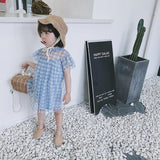 New Design Summer Baby Kids Girls Light Plaid Pattern Short Sleeves Mesh Dress - MyKids-USA™