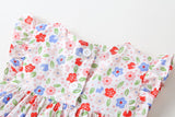 Baby Girls Floral Print Pattern With Bow Tie Design Round Collar Sleeveless Princess Newborn Onesies Dress - MyKids-USA™