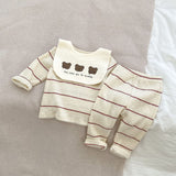 Striped Pattern Pajamas With Removable Drool Towel Sets - MyKids-USA™