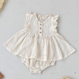 Summer Best Quality Baby Girls Fly Sleeves Simple Style Top Dress And Bloomers Clothing Set - MyKids-USA™