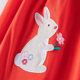 Summer Arrival Baby Girls Cute Color Patchwork Rabbits Pattern Short Sleeves Dress