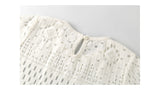 Girl Solid Color Hollow Carved Design O-Neck Gentle Dress