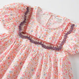 Baby Girl Solid Color Embroidered Design Doll-Neck Dress - MyKids-USA™