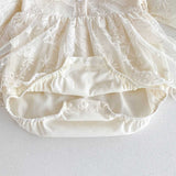 Autumn Arrival Baby Girls Long Sleeves Beige Embroidery Onesies Dress - MyKids-USA™