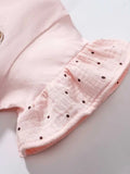 Summer Teddy Logo Short-sleeved Pink Dress with Dots Pattern for Stylish Girls - MyKids-USA™