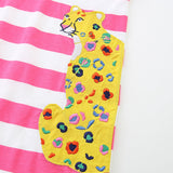 Summer Arrival Baby Girls Floral Leopards Pattern Short Sleeves Striped Dress - MyKids-USA™