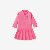 Arrival Autumn Girls Long Sleeves Cartoon Style Pattern Turn-Down Collar Long Sleeves Polo Design Dress