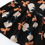 Summer Arrival Flowers Painting Pattern Short Sleeves Dress for Stylish Girls