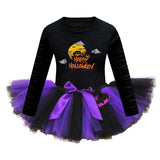 Arrival Girls’ Halloween Costume: Long Sleeves Cartoon Print Witches Cosplay Party Tulle Patchwork Dress - MyKids-USA™