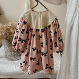 Arrival Autumn Girls Butterfly-bows Pattern Long Sleeves Dress with Embroidery Collar - MyKids-USA™