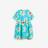 Baby Girl Floral Print Pattern Round Neck Cotton Dress - MyKids-USA™