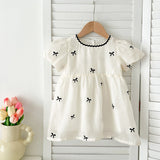 Summer Baby Kids Girls Butterfly Bows Pattern Short Sleeves Crew Neck Onesies And Girls’ Dress – Princess Sister Matching Set - MyKids-USA™