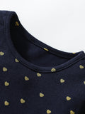 Design Autumn Girls Tiny Heart Print Crew Neck Long Sleeves Tulle Patchwork Dress - MyKids-USA™