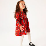 Baby Girl Floral Graphic Long Sleeve A-Line Design Loose Christmas Dress - MyKids-USA™