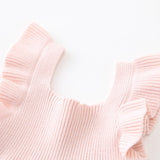 Arrival Summer Baby Kids Girls Plain Simple Solid Color Fly Sleeves Knitted Dress