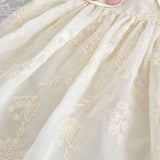 Summer Arrival Sleeveless Flowers Embroidered Pattern Dress for Stylish Girls
