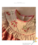 Summer Baby Kids Girls Cute Sleeveless Fruits Pattern Embroidered Plaid Dress