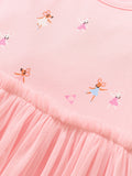 Spring And Summer Baby Girls Short Sleeves Mouse Dancers Cartoon Pattern Chiffon Dress