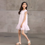 New Design Summer Kids Girls French Style Purple Fashion Lace Trim Collar Dress - MyKids-USA™
