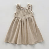Summer Arrival Baby Kids Girls Lace Trim Sleeveless Geometric Dots Pattern Dress