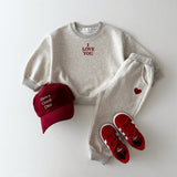 Autumn Kids Unisex Casual Letters Pattern Long Sleeves Top Pullover and Pants Clothing Set