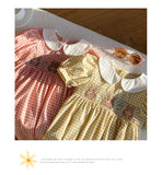 Summer Baby Kids Girls French Short Sleeves Floral Pattern Embroidered Dress