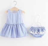 Baby Girl Striped Pattern Dress Combo Short Pants In Sets - MyKids-USA™