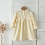 Arrival Spring Baby Kids Girls Long Sleeves Solid Color Ruffle Collar Dress