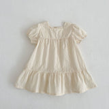 Summer Girls Solid Color Simple Embroidery Square Neck Onesies And Dress – Princess Sister Matching Set