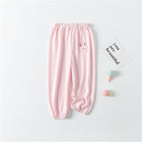 Baby Pattern Embroidery Solid Color Wide-Leg Long Pants With Pockets
