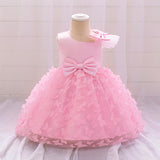 New Design Summer Baby Kids Girls Sleeveless Butterfly Pattern Mesh Bow Tied Strap Dress