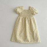 Baby Ditsy Flower Graphic Puff Sleeves Oneseis And Dress