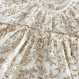 Summer Baby Girls Plain Floral Print Fly Sleeves Princess Onesie Dress