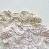 Baby Girl Floral Pattern Mesh Patched Design Princess Onesies Dress - MyKids-USA™