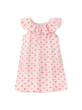 Summer New Arrival Girls Sleeveless Red Heart Print Ruffle Collar Dress
