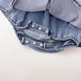 Summer Arrival Baby Girls Cute Sleeveless Denim Pleated Dress Design Strap Onesies - MyKids-USA™