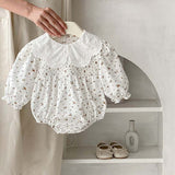 Baby Girl Floral Pattern Doll Neck Onesies & Dress