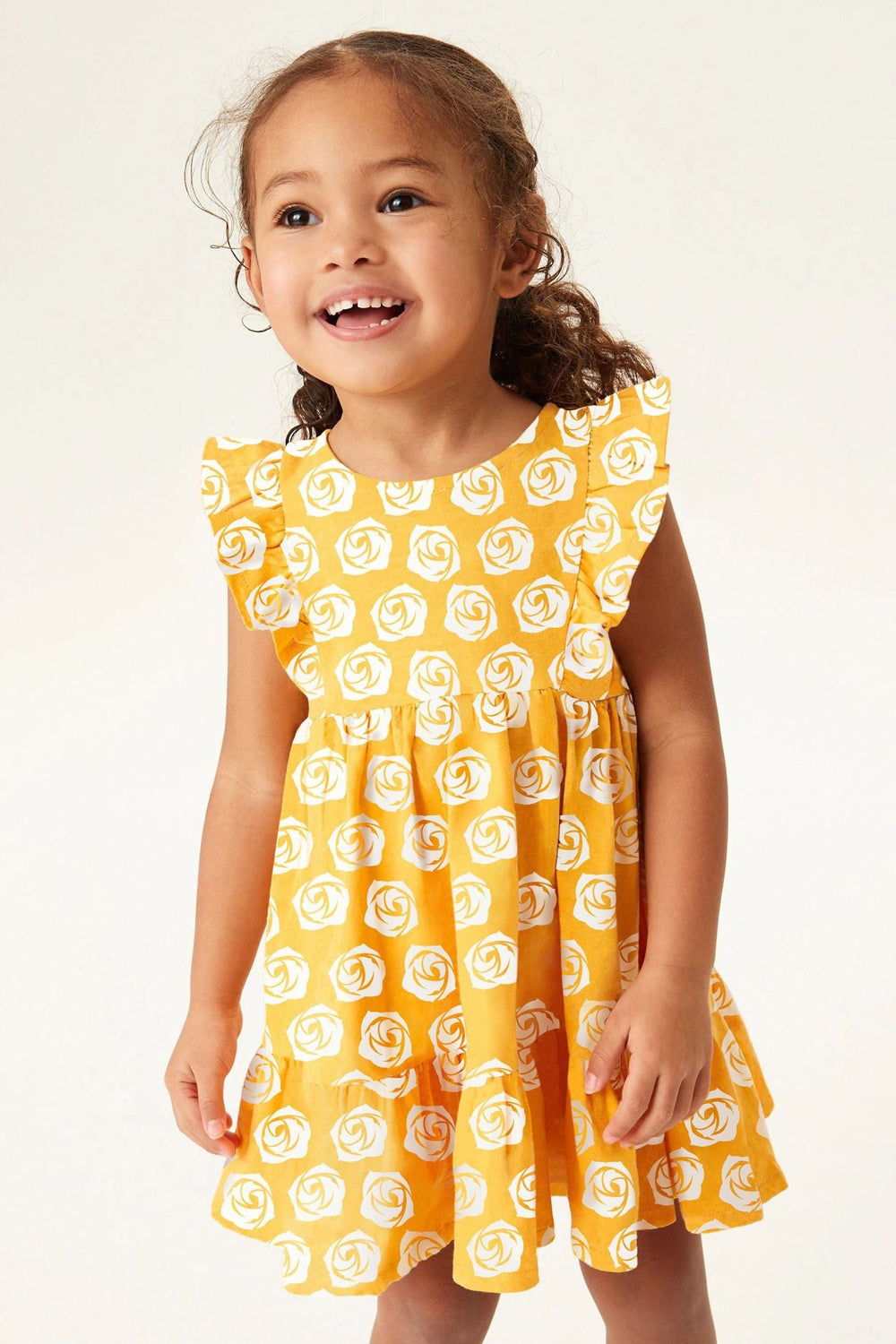 Summer Baby Girls Sleeveless White Rose Pattern Dress - MyKids-USA™